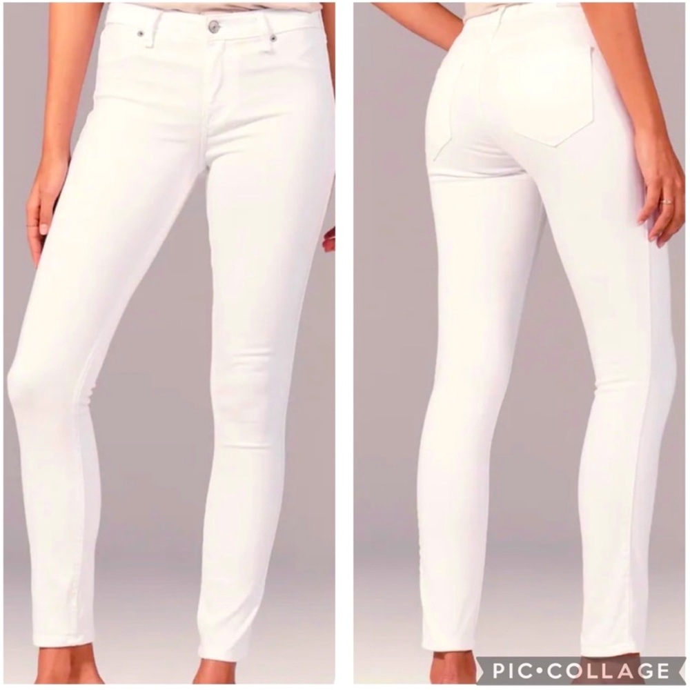 Abercrombie & Fitch Mid-Rise Super Skinny White Jeans  NWT